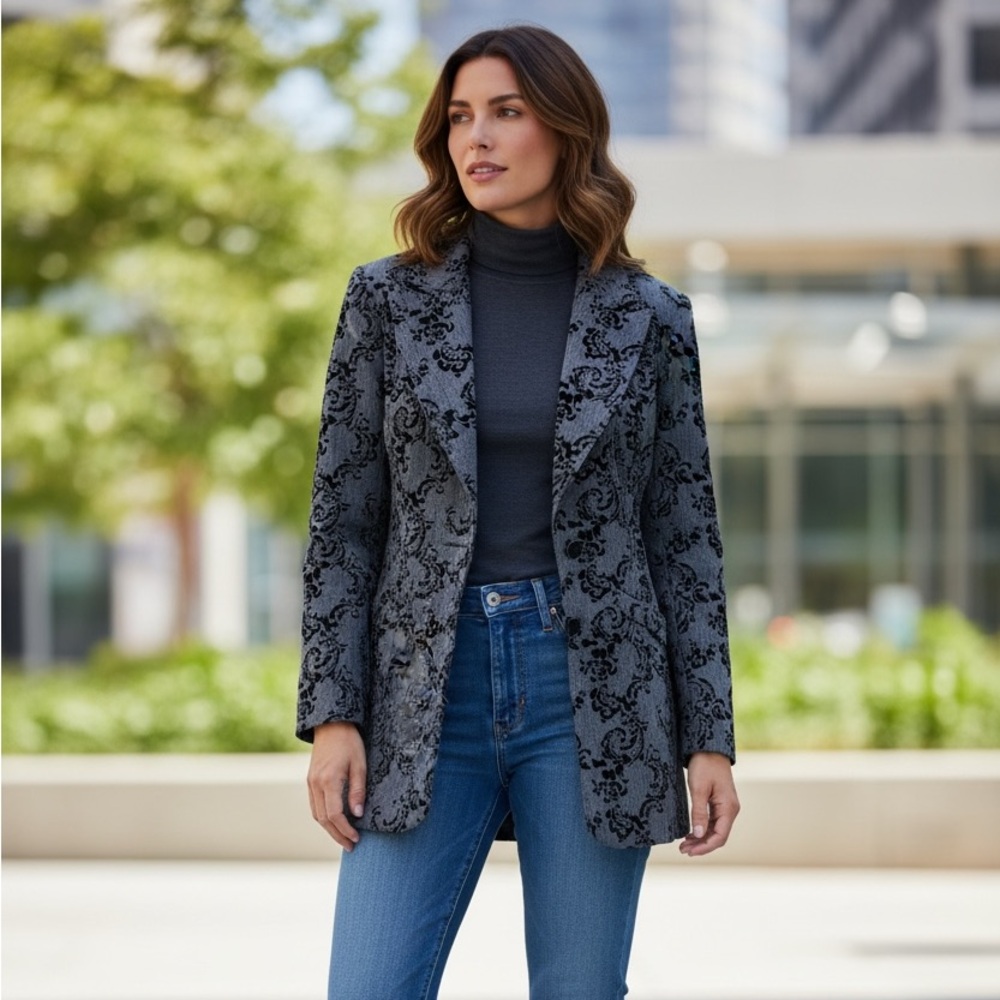 EMOTIONS Black and Gray Patterned coat size11